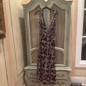 Floral Pink and Black Maxi Dress